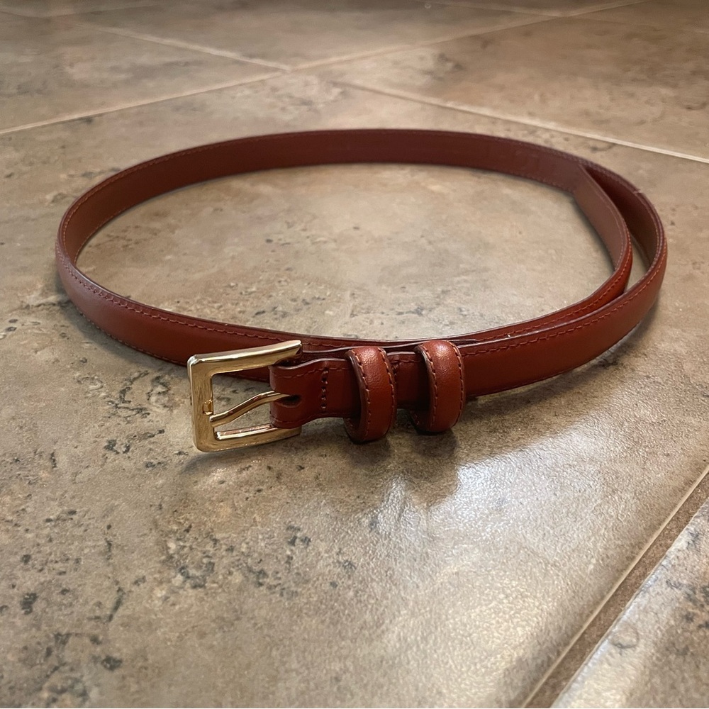 Loft Brown Leather Belt with Gold Buckle-Small